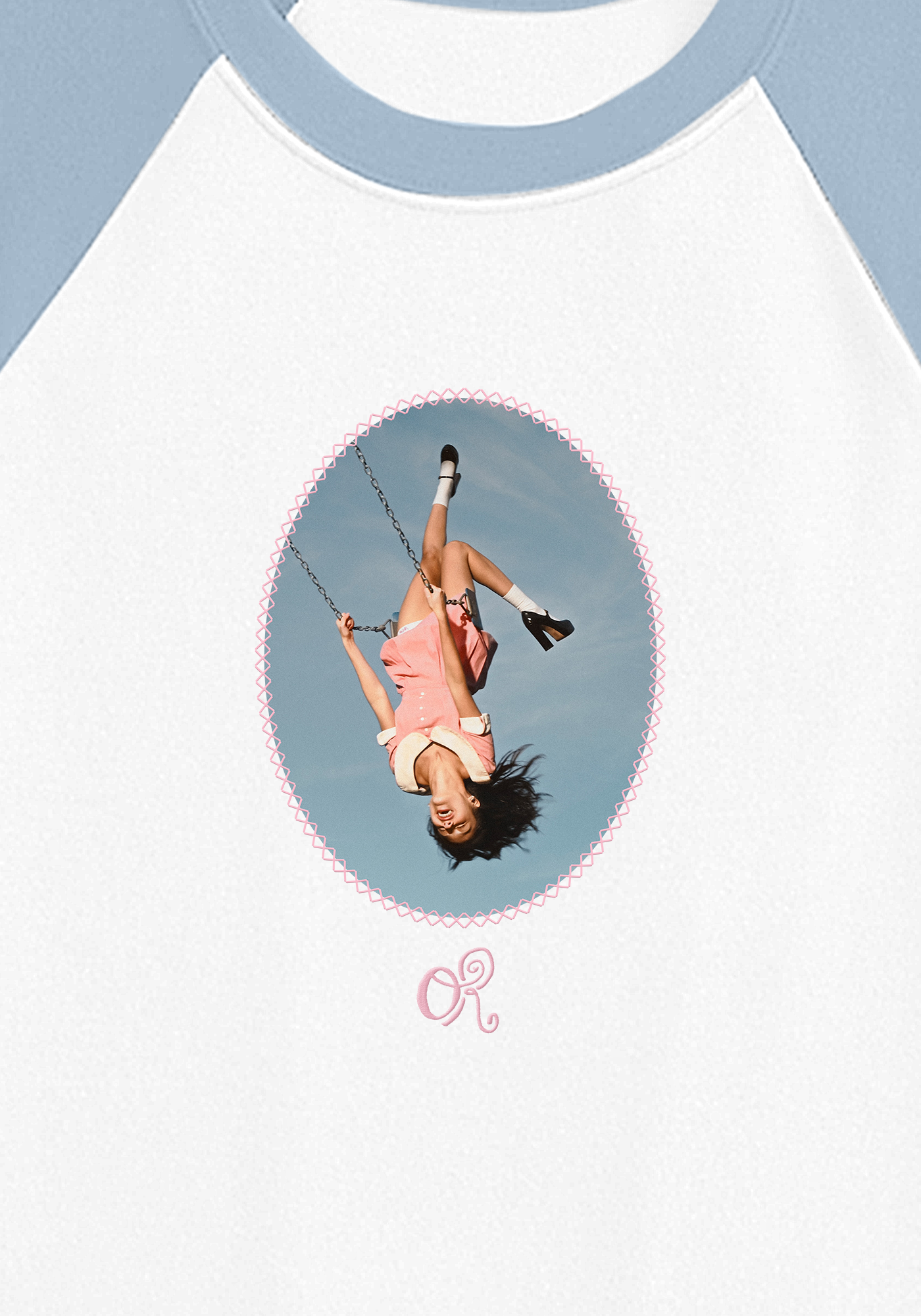 album cover stitched women's baby raglan court