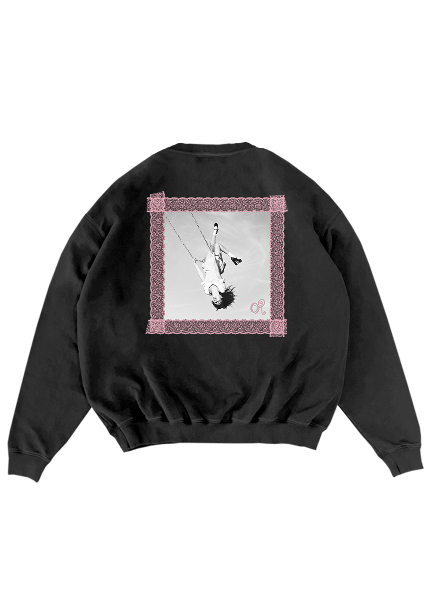lace album cover embroidered crewneck