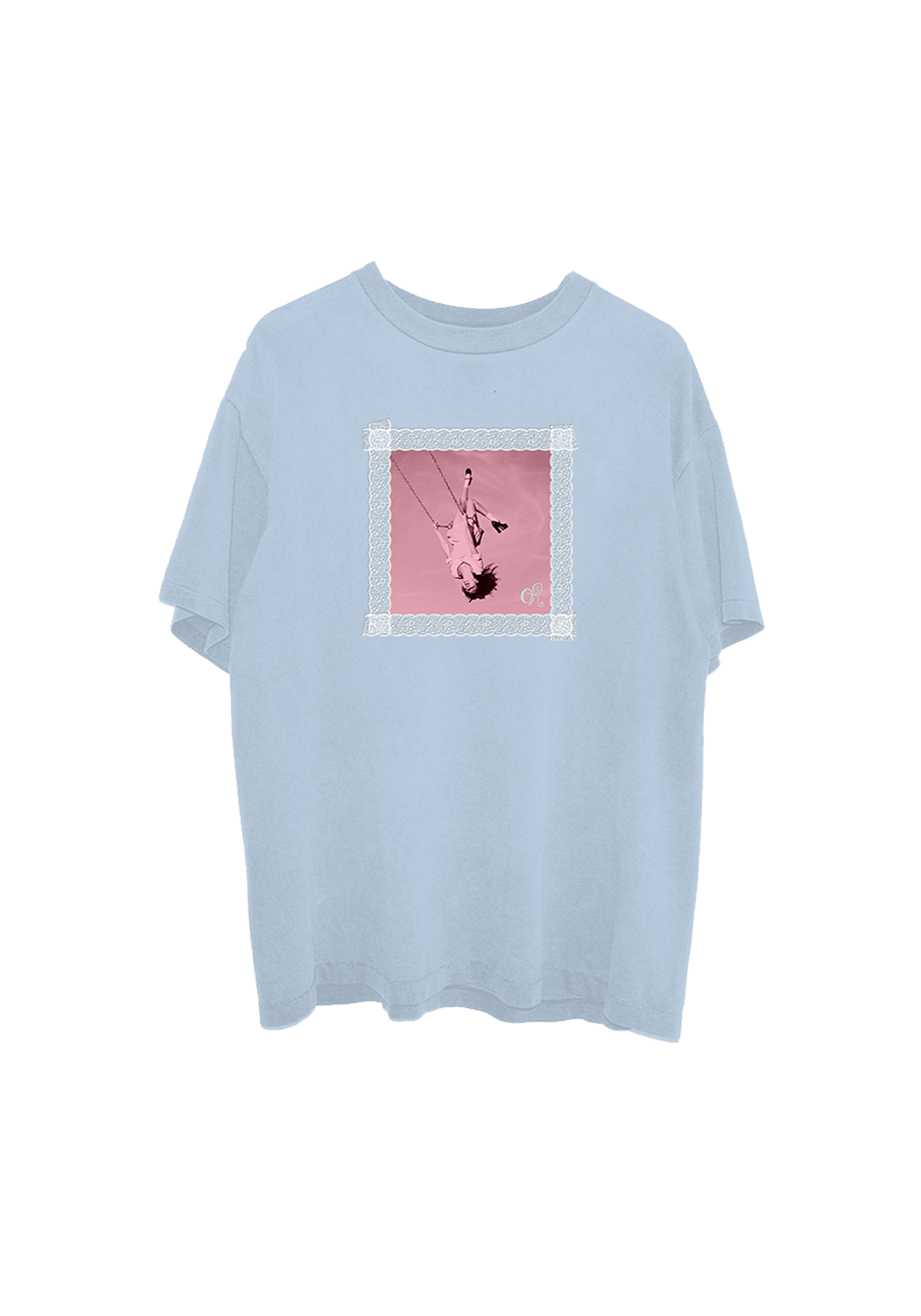 lace album cover t-shirt bleu oversize